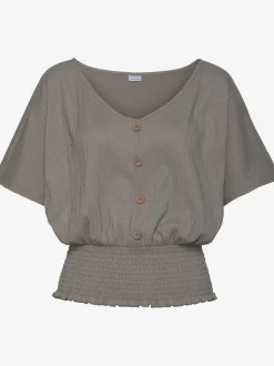 LASCANA T-Shirts<T-shirt en v fausse patte de boutonnage devant