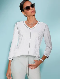 Creation L T-Shirts<T-shirt en v jacquard en jersey tendance