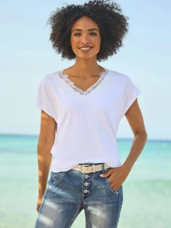 Linea Tesini T-Shirts<T-shirt en v viscose douce et fluide