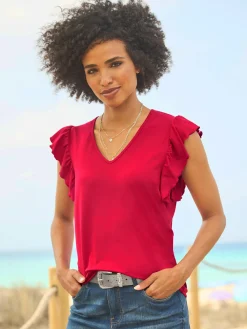 Linea Tesini T-Shirts<T-shirt en v viscose douce et fluide