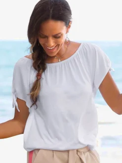 s.Oliver T-Shirts<T-shirt encolure arrondie élastiquée