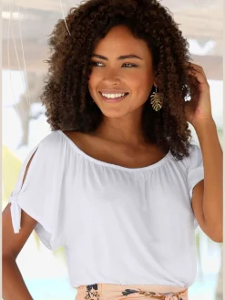 s.Oliver T-Shirts<T-shirt encolure arrondie élastiquée