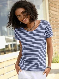 Collection L T-Shirts<T-shirt femme col rond classique à rayures