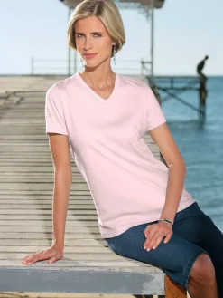 T-Shirts<T-shirt femme simple confortable col v
