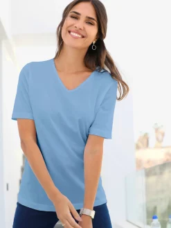 T-Shirts<T-shirt femme simple confortable col v