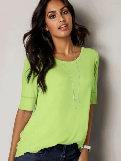 T-Shirts<T-shirt femme simple élégant manches doublées