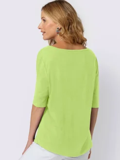 T-Shirts<T-shirt femme simple élégant manches doublées