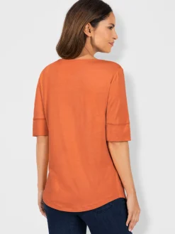 T-Shirts<T-shirt femme simple élégant manches doublées