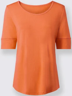 T-Shirts<T-shirt femme simple élégant manches doublées