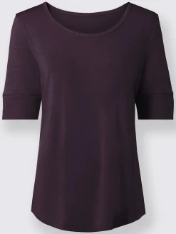 T-Shirts<T-shirt femme simple élégant manches doublées