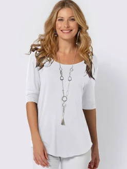 T-Shirts<T-shirt femme simple élégant manches doublées