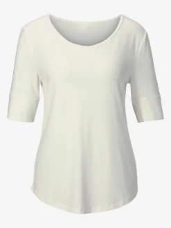 T-Shirts<T-shirt femme simple élégant manches doublées