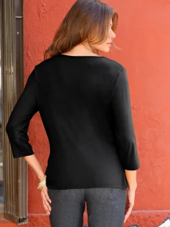 T-Shirts<T-shirt femme souple col bénitier manches 3/4