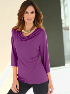 T-Shirts<T-shirt femme souple col bénitier manches 3/4