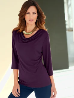 T-Shirts<T-shirt femme souple col bénitier manches 3/4