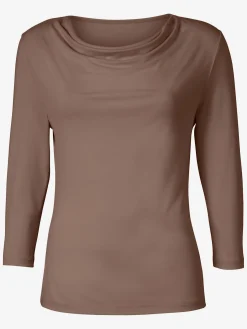 T-Shirts<T-shirt femme souple col bénitier manches 3/4