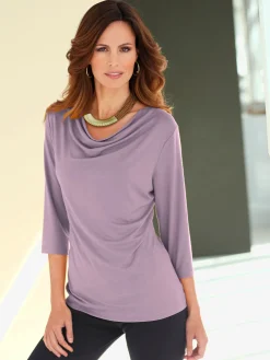 T-Shirts<T-shirt femme souple col bénitier manches 3/4