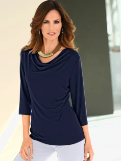 T-Shirts<T-shirt femme souple col bénitier manches 3/4