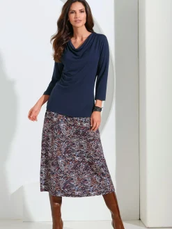 T-Shirts<T-shirt femme souple col bénitier manches 3/4