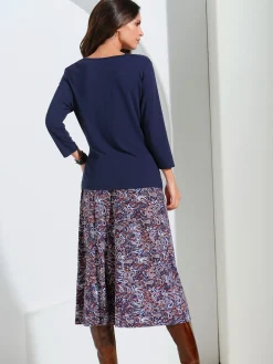 T-Shirts<T-shirt femme souple col bénitier manches 3/4