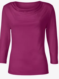 T-Shirts<T-shirt femme souple col bénitier manches 3/4