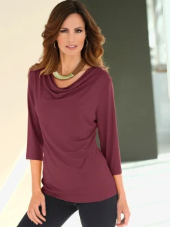 T-Shirts<T-shirt femme souple col bénitier manches 3/4