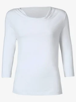 T-Shirts<T-shirt femme souple col bénitier manches 3/4