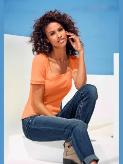 Linea Tesini T-Shirts<T-shirt grande encolure carrée