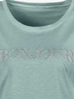 Vivance T-Shirts<T-shirt imprimé «bonjour » tendance devant