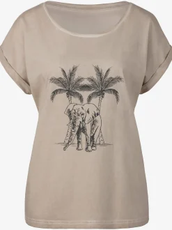 Vivance T-Shirts<T-shirt imprimé devant avec éléphant et palmiers