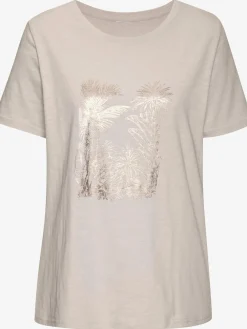 Vivance T-Shirts<T-shirt imprimé feuille brillant, doré et estival