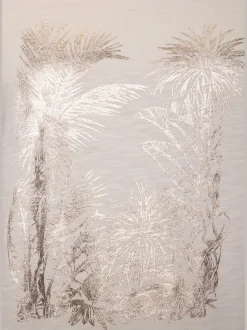 Vivance T-Shirts<T-shirt imprimé feuille brillant, doré et estival