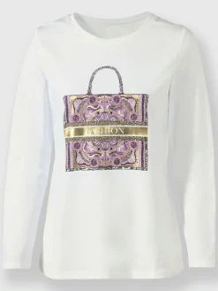 Rick Cardona T-Shirts<T-shirt imprimé imprimé feuille doré