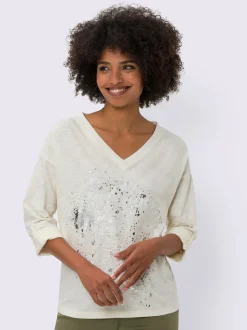 Linea Tesini T-Shirts<T-shirt imprimé imprimé feuille brillant