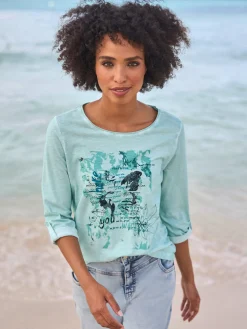 Linea Tesini T-Shirts<T-shirt imprimé imprimé orné de paillettes