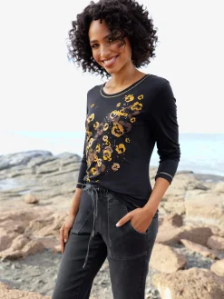 Linea Tesini T-Shirts<T-shirt imprimé joli imprimé feuille devant