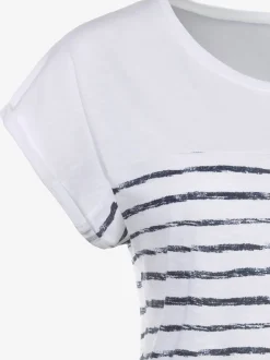 Beachtime T-Shirts<T-shirt imprimé rayé tendance devant et au dos