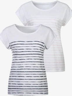 Beachtime T-Shirts<T-shirt imprimé rayé tendance devant et au dos