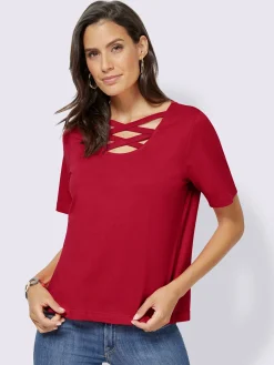 Creation L T-Shirts<T-shirt élégant col v effet gros lacet