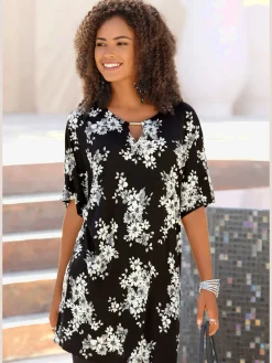 LASCANA T-Shirts<T-shirt long accessoire décoratif à l'encolure trou de serrure