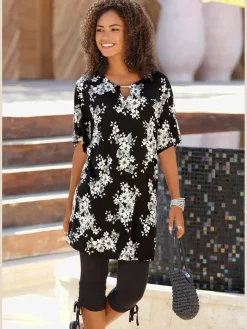 LASCANA T-Shirts<T-shirt long accessoire décoratif à l'encolure trou de serrure