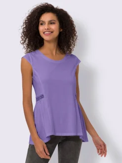 Linea Tesini T-Shirts<T-shirt long bordure en dentelle transparente