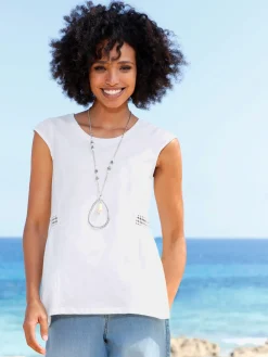 Linea Tesini T-Shirts<T-shirt long bordure en dentelle transparente