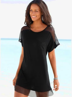 s.Oliver T-Shirts<T-shirt long empiècements en résille transparente