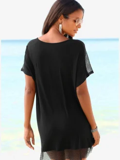 s.Oliver T-Shirts<T-shirt long empiècements en résille transparente