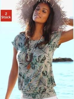 LASCANA T-Shirts<T-shirt long large ceinture à l'ourlet pour un port long ou court plissé