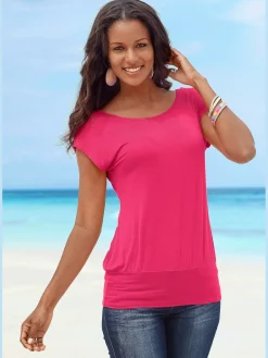 LASCANA T-Shirts<T-shirt long large ceinture à l'ourlet pour un port long ou court plissé