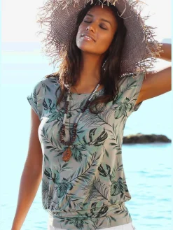 LASCANA T-Shirts<T-shirt long large ceinture à l'ourlet pour un port long ou court plissé