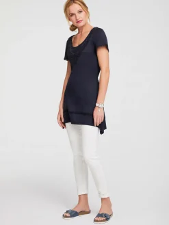 Linea Tesini T-Shirts<T-shirt long superbes détails en dentelle à l'encolure