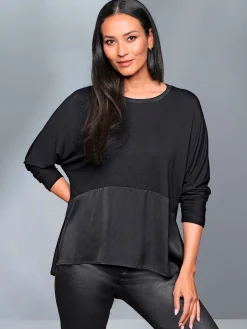 Rick Cardona T-Shirts<T-shirt manches chauve-souris mélange de matières tendance